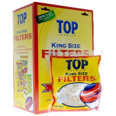 TOP PREMIUM CIGARETTE FILTER TIPS 18MM KING SIZE 16CT/PACK